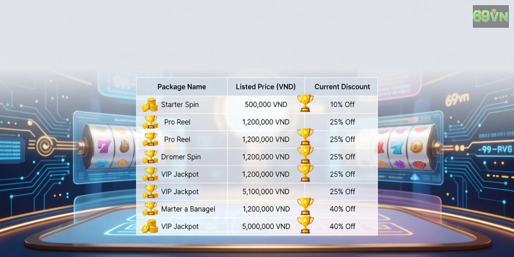 Bảng giá chi tiết các gói cược và ưu đãi game nổ hũ 69vn năm 2025