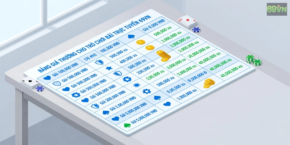 Bảng giá chi tiết các gói nạp tiền cho game bài đổi thưởng 69vn năm 2025